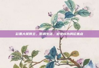 彩票大奖得主，低调生活，避免成为舆论焦点