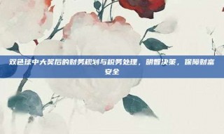 双色球中大奖后的财务规划与税务处理，明智决策，保障财富安全