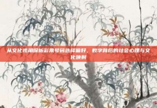 从文化视角探析彩票号码选择偏好，数字背后的社会心理与文化映射